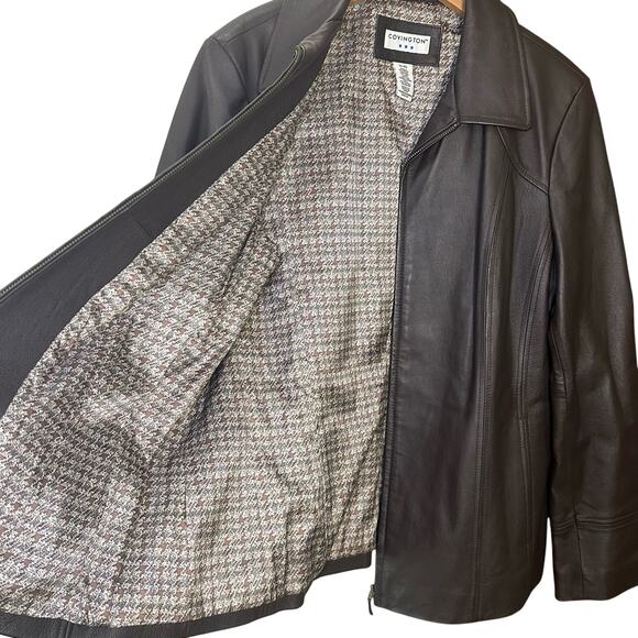 Covington Brown Genuine Leather Lined Classic Dark Academia Jacket Women's XL - Picture 4 of 6